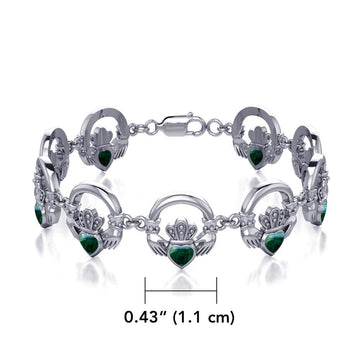 Irish Claddagh Silver Link Bracelet with Stone TBG738 - Jewelry